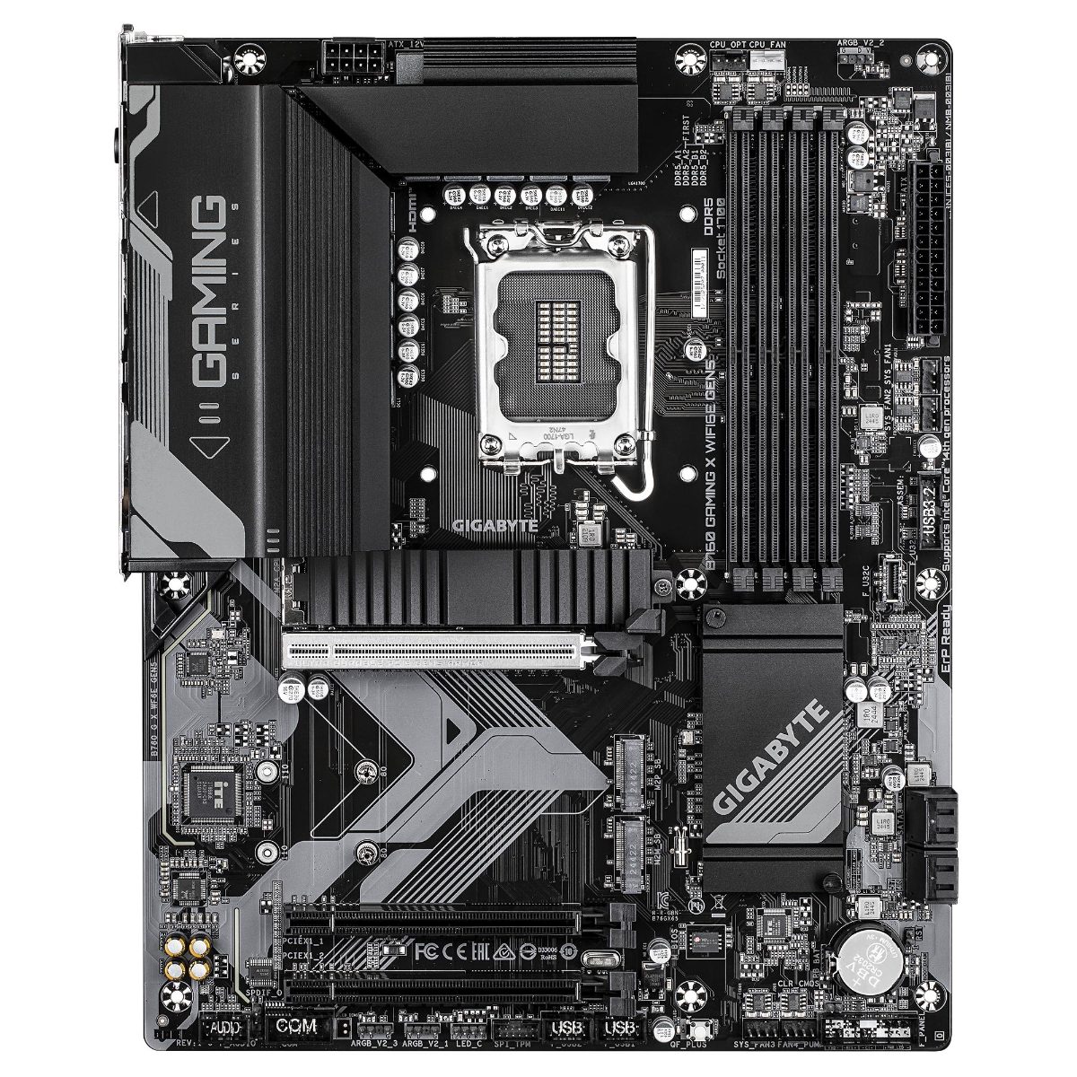 Gigabyte B760 G X WF6E GEN5, Processor family Intel, Processor socket LGA1700, DDR5, Supported hard disk drive interfaces M.2, SATA, Number of SATA connectors 4