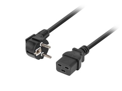 CEE 7/7- to IEC 320 C19 power cord, 16A VDE, CA-C19C-10CC-0018-BK