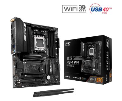Mainboard, ASROCK, AMD X870, SAM5, ATX, Memory DDR5, Memory slots 4, X870PRO-AWIFI