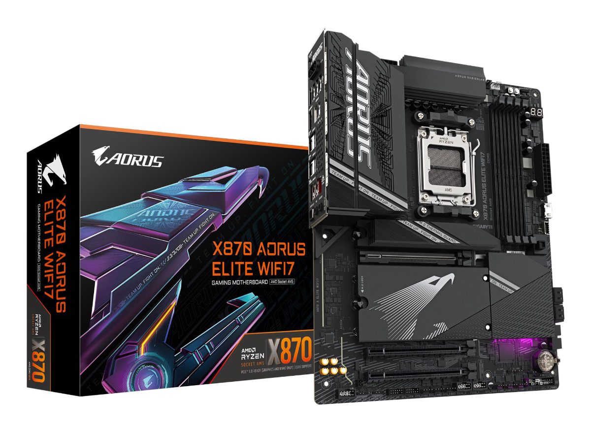 Gigabyte X870 AORUS ELITE WIFI7, Processor family AMD, Processor socket AM5, DDR5, Supported hard disk drive interfaces SATA, M.2, Number of SATA connectors 4