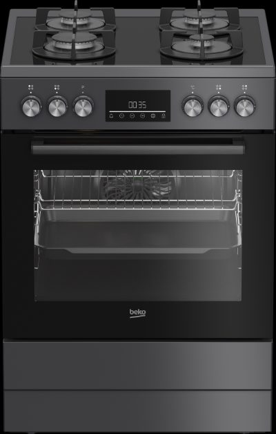 BEKO Cooker, FBM62330GADSN, Hob type Gas, Oven type Electric, Grey, Width 60 cm, Grilling, LED, Depth 60 cm, 72 L