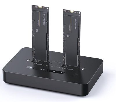 Gembird DD2-U3M2 Desktop dual drive USB Type-C M.2 NVME (and SATA) SSD docking station, black, Gembird