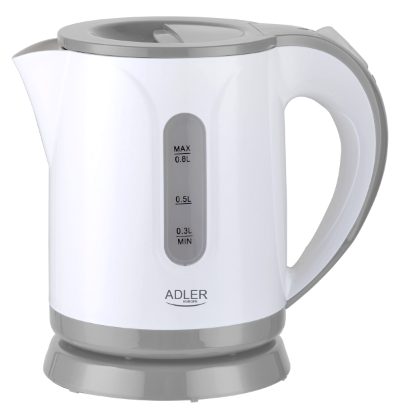 Kettle, AD 1371g, Electric, 850 W, 0.8 L, Stainless steel/Polypropylene, 360° rotational base, White/Grey