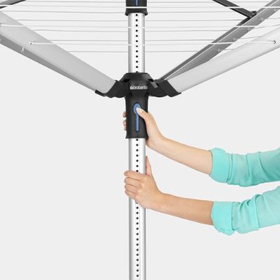 BRABANTIA rotējošs veļas žāvētājs, 50m, met.stipr+pārv+soma, Metallic Grey