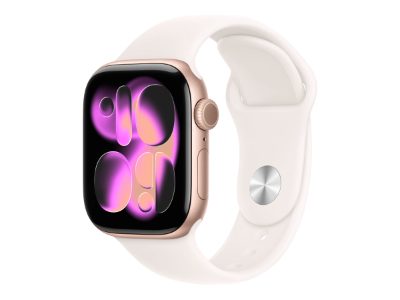 Apple Watch Series 11 GPS + Cellular 42mm Rose Gold Aluminium Case with Light Blush Sport Band - S/M, Apple
