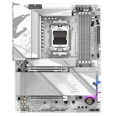 Gigabyte X870 AORUS ELITE X3D ICE, Processor family AMD, Processor socket AM5, DDR5, Supported hard disk drive interfaces SATA, M.2, Number of SATA connectors 4