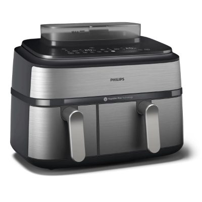Philips Dual Basket Airfryer, NA555/00 5000 series, Power 2750 W, Capacity 9 L, RapidAir Plus, Silver