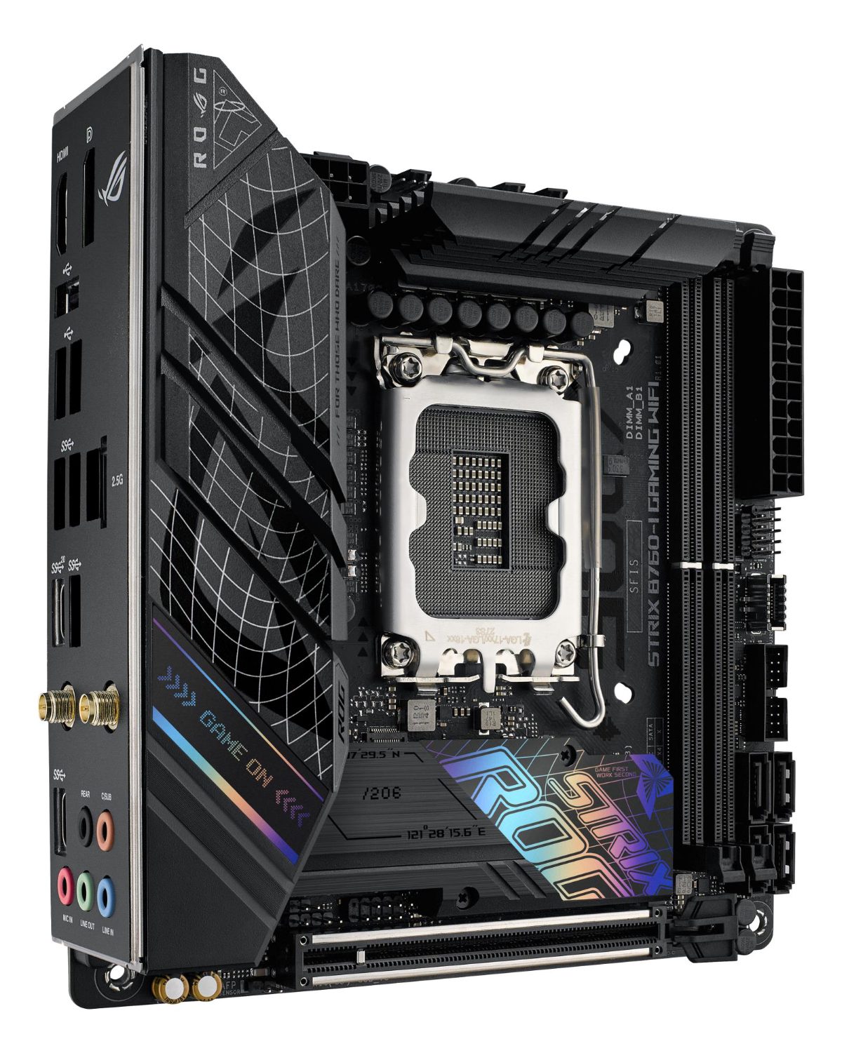 ROG STRIX B760-I GAMING WIFI, Processor family Intel, Processor socket LGA1700, DDR5 SDRAM, Supported hard disk drive interfaces M.2, SATA, Number of SATA connectors 4