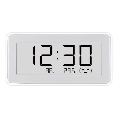 Temperature and Humidity Monitor Clock, White