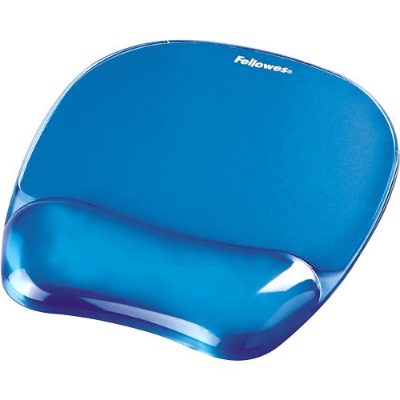 Mouse pad with wrist support CRYSTAL, Mouse pad with wrist pillow, 230 x 202 x 32 mm, Blue