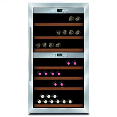 Wine cooler, Wine Comfort 66, Energy efficiency class G, Showcase, Free standing, Bottles capacity Up to 66 bottles, Cooling type Compressor technology, Stainless steel/Black