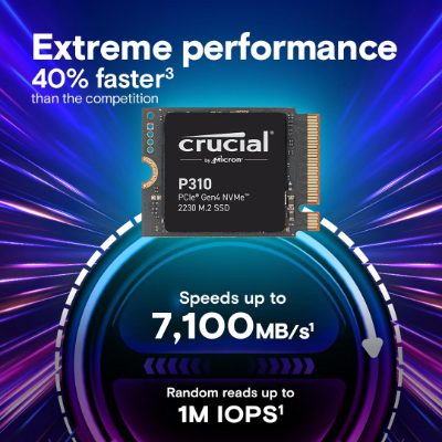 SSD, CRUCIAL, 440xTBW rating, Read speed 7100 MB/s, Write speed 6000 MB/s, NVMe Yes, PCI Express 4.0, M.2, 2000 GB, P310, CT2000P310SSD2