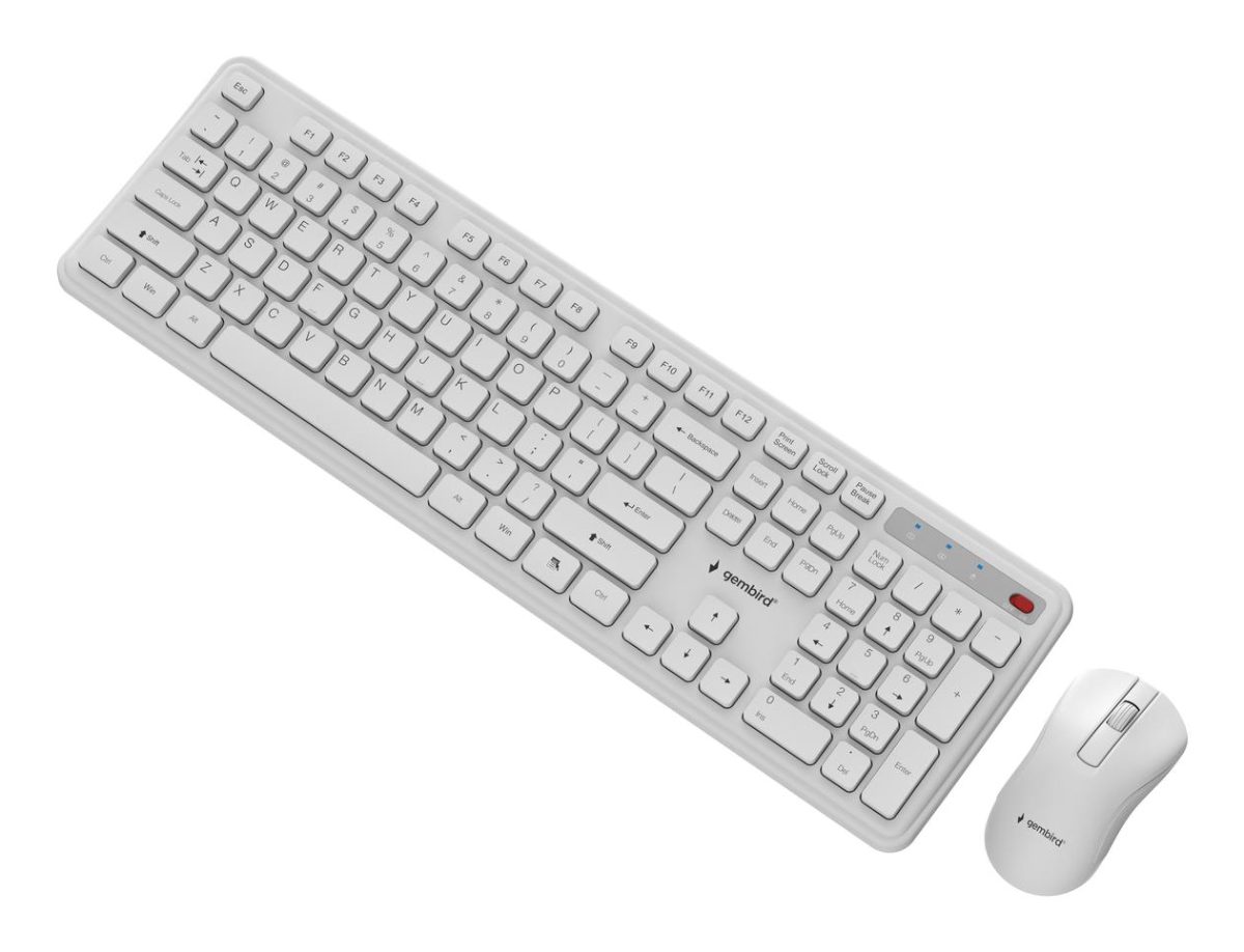 KEYBOARD +MOUSE WRL ENG/WH KBS-WPS-01-W GEMBIRD
