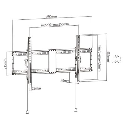 Wall mount, WM-90T-01, Tilt, 43-90 ", Maximum weight (capacity) 70 kg, Black