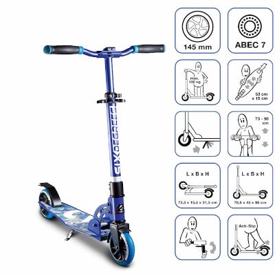 Six Degrees Aluminium Scooter skrejritenis 145 mm, zils