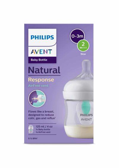 Philips Avent Natural Response pretkoliku pudelīte ar AirFree vārstu 125 ml, jaundzimušā knupītis, 0m+