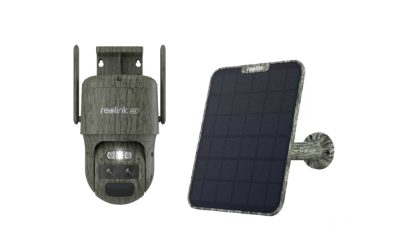 TrackMix Series G770 Camouflage with Solar Panel 2 4G LTE Dual-Lens Battery Security Camera, PTZ, 4 MP, 2.8mm/F1.6, IP65, H.264/H.265, Micro SD, Max. 256 GB