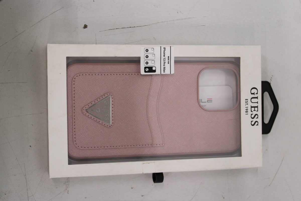 Guess GUHCP13XPSATPP iPhone 13 Pro Max 6,7" różowy/pink hardcase SaffianoTriangle Logo Cardslot DIRTY PACKAGING, SALE OUT. SALE OUT. GUESS DIRTY PACKAGING