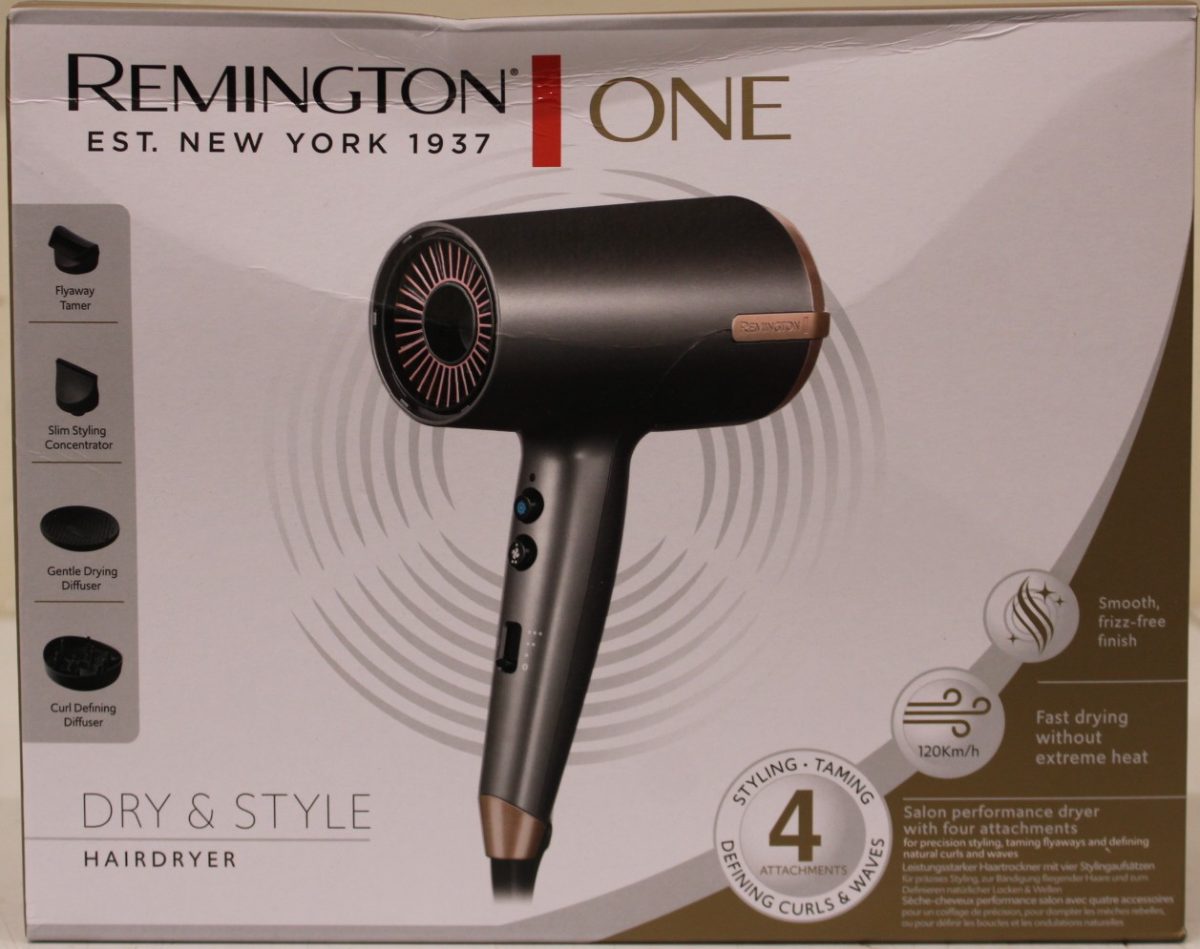 Remington D6077 Hair dryer, 2000 W, Grey, Remington Hair dryer, D6077, 2000 W, Number of temperature settings 3, Ionic function, Diffuser nozzle, Grey, DAMAGED PACKAGING, Warranty 24 month(s)