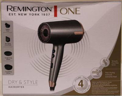 Remington D6077 Hair dryer, 2000 W, Grey, Remington Hair dryer, D6077, 2000 W, Number of temperature settings 3, Ionic function, Diffuser nozzle, Grey, DAMAGED PACKAGING, Warranty 24 month(s)