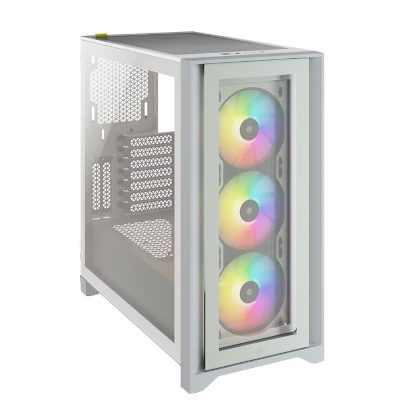 Tempered Glass Mid-Tower ATX Case, iCUE 4000X RGB, Side window, White, Mid-Tower, ATX