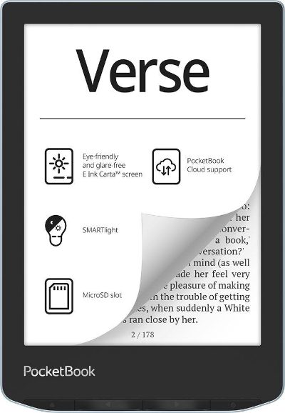 E-Reader, POCKETBOOK, Verse, 6", 1024x758, 1xUSB-C, Micro SD, Wireless LAN, Blue, PB629-2-WW