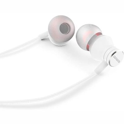 AIWA In-Ear stereo austiņas ar mikrofonu, baltas