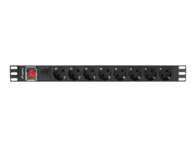Lanberg Power Distribution unit (PDU) 19" 1U 16A 2m 8X Schuko oulets, PDU-08F-0200-BK