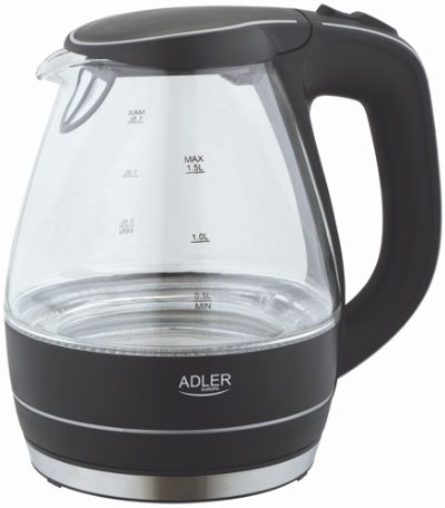 Kettle, AD 1224, Standard, 2000 W, 1.5 L, Glass, 360° rotational base, Black