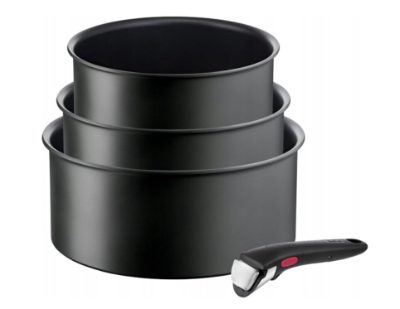 TEFAL Pot Set, 4 pcs, L7649453 Ingenio Ultimate, Aluminum, Black