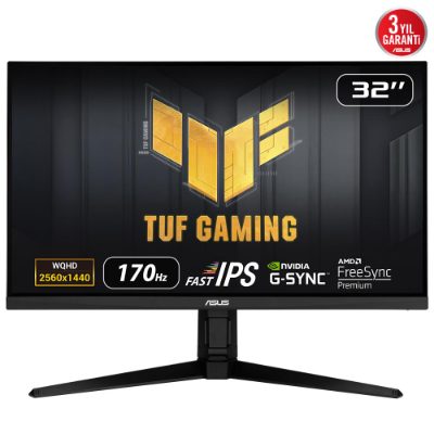 LCD Monitor, ASUS, 31.5", Gaming, Panel IPS, 2560x1440, 16:9, 170Hz, Matte, 1 ms, Speakers, Swivel, Height adjustable, Tilt, Colour Black, 90LM07L0-B03370