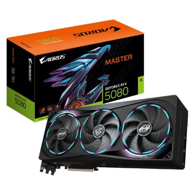 Gigabyte AORUS GeForce RTX 5080 MASTER 16G, NVIDIA, 16 GB, GeForce RTX 5080, GDDR7, HDMI ports quantity 1, PCI-E 5.0, Memory clock speed 2805 MHz