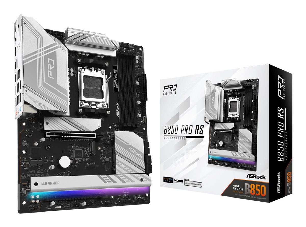 Mainboard, ASROCK, AMD B850, SAM5, ATX, Memory DDR5, Memory slots 4, 1xPCI-Express 4.0 16x, 1xPCI-Express 5.0 16x, 1xM.2, 1xHDMI, 1xAudio-In, 1xAudio-Out, 1xMicrophone, 6xUSB 2.0, 5xUSB 3.2, 1xUSB-C, 1xRJ45, B850PRORS