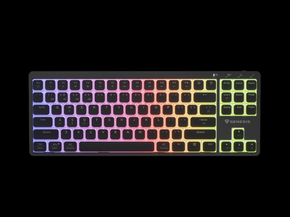 Genesis Thor 430 TKL, Gaming Keyboard, Wireless, Bluetooth, US, Linear, Black