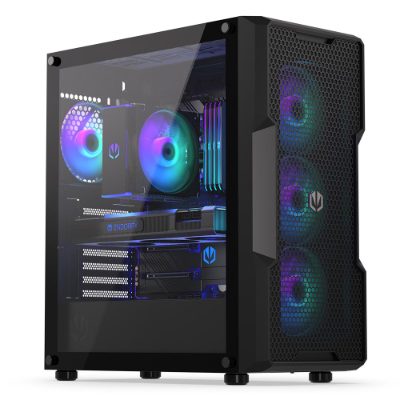 Case, ENDORFY, Regnum 400 ARGB, MidiTower, Case product features Transparent panel, Not included, ATX, MicroATX, MiniITX, Colour Black, EY2A009