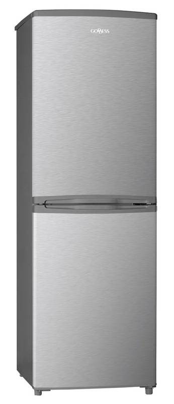 Refrigerator, GODRCE0142GX9E, Energy efficiency class E, Free standing, Combi, Height 142.2 cm, Fridge net capacity 121 L, Freezer net capacity 52 L, 40 dB, Stainless steel