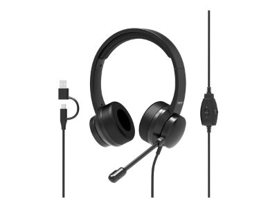 USB Comfortable Stereo Office Microphone Headset, Built-in microphone, Wired, Black