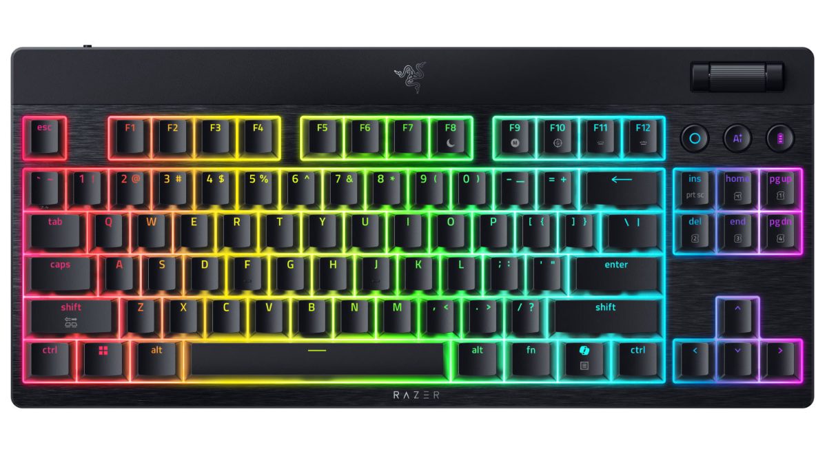 BlackWidow V4 Low-Profile Tenkeyless HyperSpeed, Keyboard, Wireless, US, Bluetooth, Yellow Switches, Black