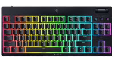 BlackWidow V4 Low-Profile Tenkeyless HyperSpeed, Keyboard, Wireless, US, Bluetooth, Yellow Switches, Black