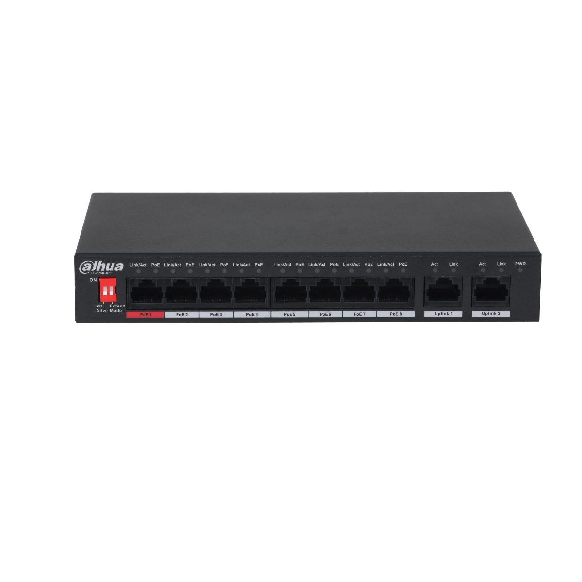 Switch, DAHUA, PFS3010-8ET-96-V2, Desktop/pedestal, PoE ports 8, 96 Watts, DH-PFS3010-8ET-96-V2