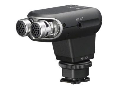 Stereo Microphone, ECM-XYST1M, Record high quality audio with this Sony ECM-XYST1M stereo microphone compatible with Handycam camcorders, Cyber-shot cameras and Alpha cameras outfitted with a multi interface shoe; With a wide frequency band, you can fine-tune your audio capture according to the setting; The supplied windscreen cuts down on wind noise pickup for crisp, clear, unadulterated audio