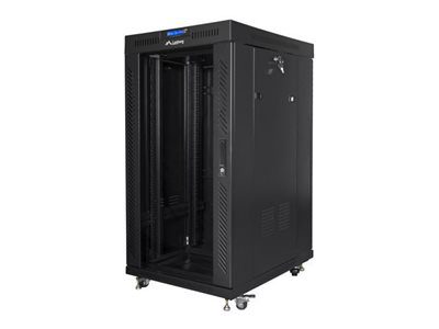 Rack cabinet 19" free-standing 22U/800x800 (flat pack) with glass door, LCD, FF01-8822-12BL, Black