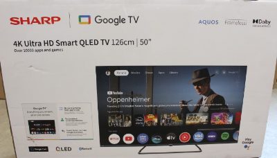 Sharp 50HP6265E 50" (126cm) QLED 4K Ultra HD Google TV, Dolby Vision, Dolby Atmos, Central Stand, Sharp 50HP6265E, 50, Smart TV, Google TV, UHD, Black