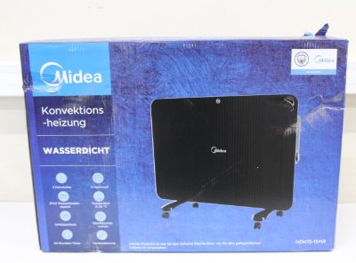 Midea NDK15-15MR Convection Heater, Black, Midea, Convection Heater, NDK15-15MR, 1500 W, Number of power levels 3, Black, DAMAGED PACKAGING, DENT ON THE BACK AND SCRATCHES ON EDGE, IPX4