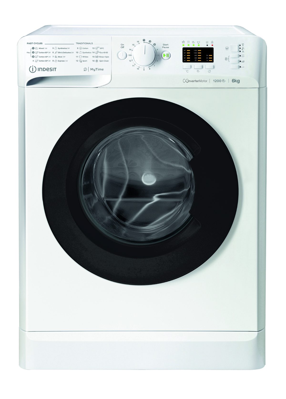 Washing machine, MTWSA 61294 WK EE, Energy efficiency class C, Front loading, Washing capacity 6 kg, 1150 RPM, Depth 42.5 cm, Width 59.5 cm, Display, Big Digit, White
