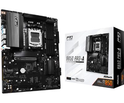Mainboard, ASROCK, AMD B850, SAM5, ATX, Memory DDR5, Memory slots 4, 1xPCI-Express 4.0 16x, 1xPCI-Express 5.0 16x, 1xM.2, 1xHDMI, 1xAudio-In, 1xAudio-Out, 1xMicrophone, 6xUSB 2.0, 4xUSB 3.2, 2xUSB-C, 1xRJ45, B850PRO-A