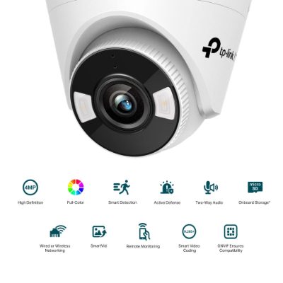 VIGI 4MP Full-Color Turret Network Camera, VIGI C440, Dome, 4 MP, 4 mm, H.265+/H.265/H.264+/H.264, MicroSD