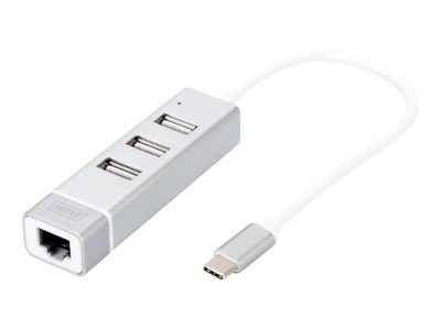 USB Type-C 3-Port Hub + Fast Ethernet LAN Adapter, DA-70253