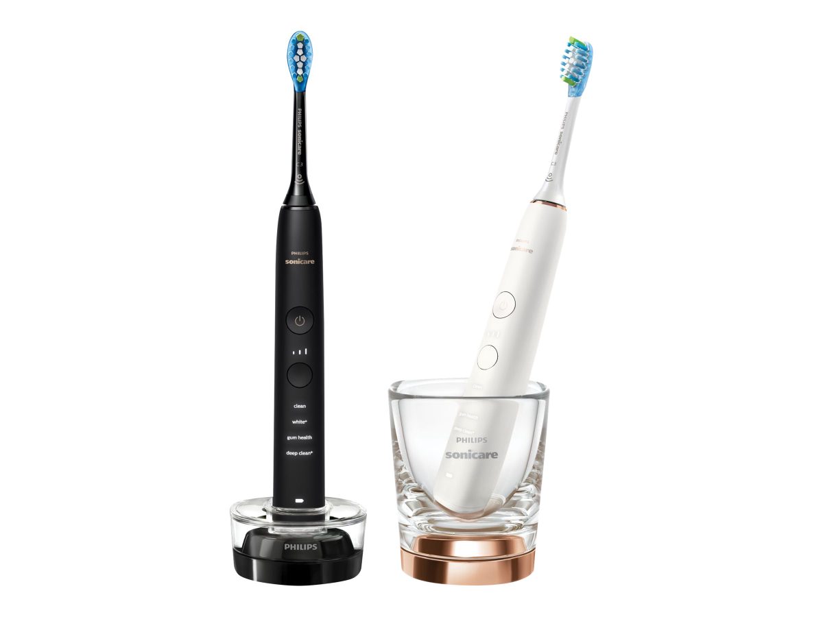 Philips hbrushes, 2-pack, HX9914/57 Sonicare DiamondClean 9000, Rechargeable, For adults, Number of brush heads included 2, Number of teeth brushing modes 4, Black/White