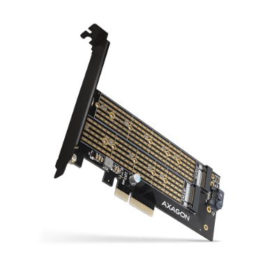 AXAGON PCI-Express x4 adapter to connect up to two M.2 disks to a computer, PCEM2-D